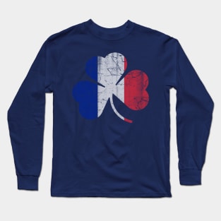 France Flag French Shamrock Irish St Patricks Day Long Sleeve T-Shirt